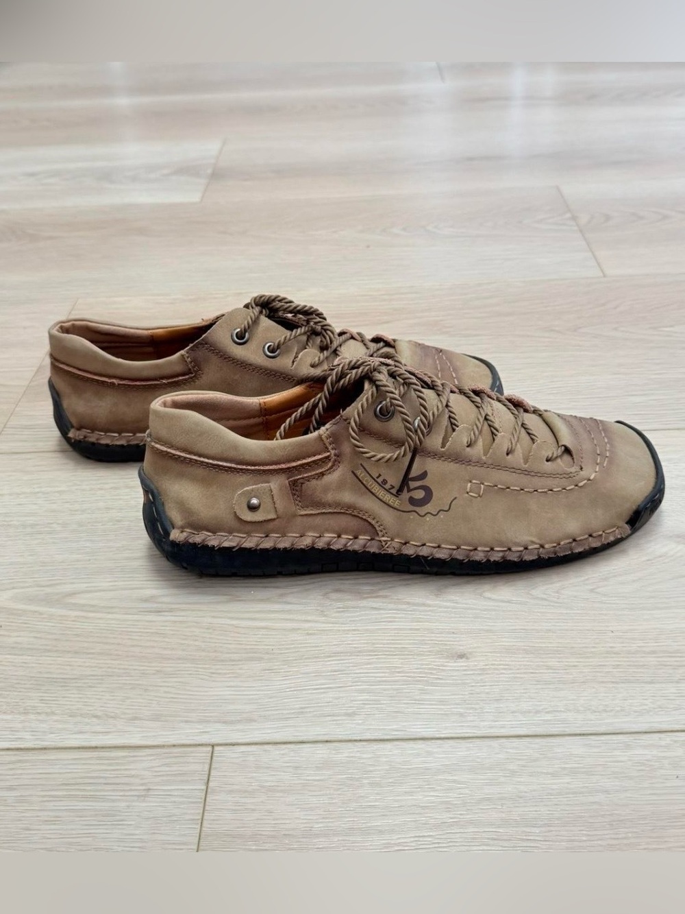 alcubieree Mens Leather Casual Driving Sneakers Hand Stitched Size 46 US12